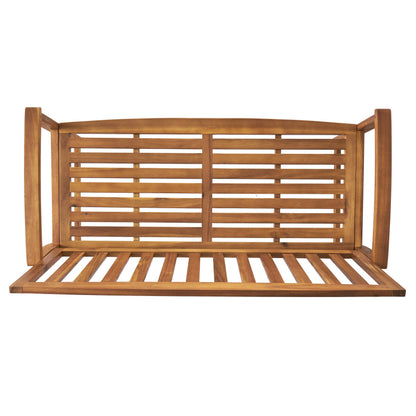 Outdoor Bench Acacia Wood Teak Finish Farmhouse Backrest 48.82x23.62 In 250 LB
