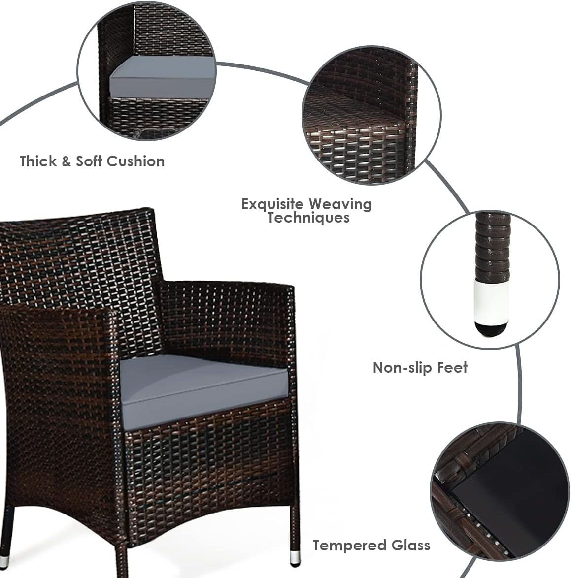 Elegant Four-Piece Rattan Patio Set with Soft Cushions