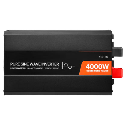 4000W Pure Sine Wave Power Inverter, 12V to 120V, LCD, USB, for RV Truck