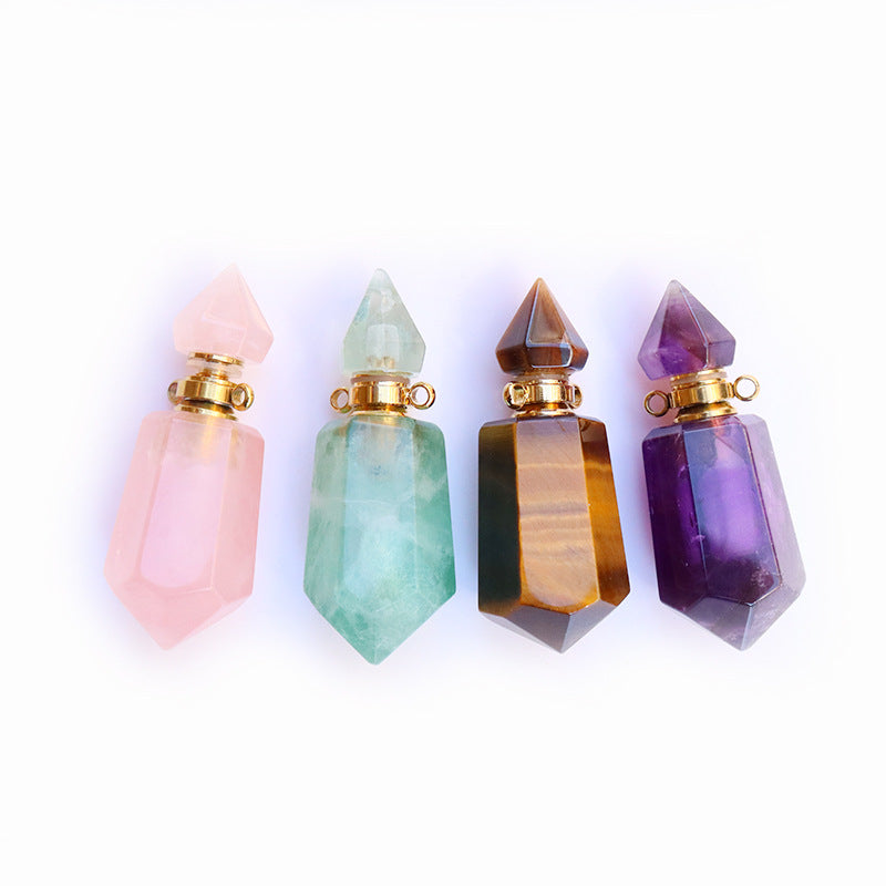 Natural Crystal Perfume Bottle Chain Pendant