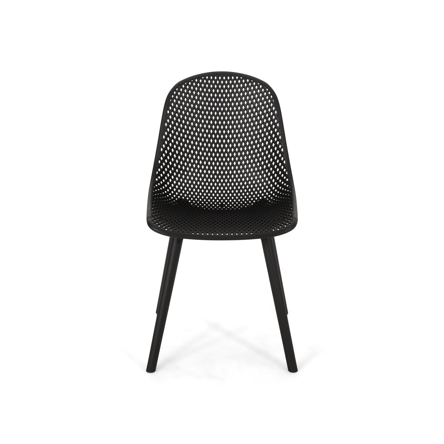 Accent Chair Minimalist Polypropylene Black Perforated Diamond Mesh 18.5x22 In