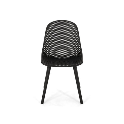 Accent Chair Minimalist Polypropylene Black Perforated Diamond Mesh 18.5x22 In