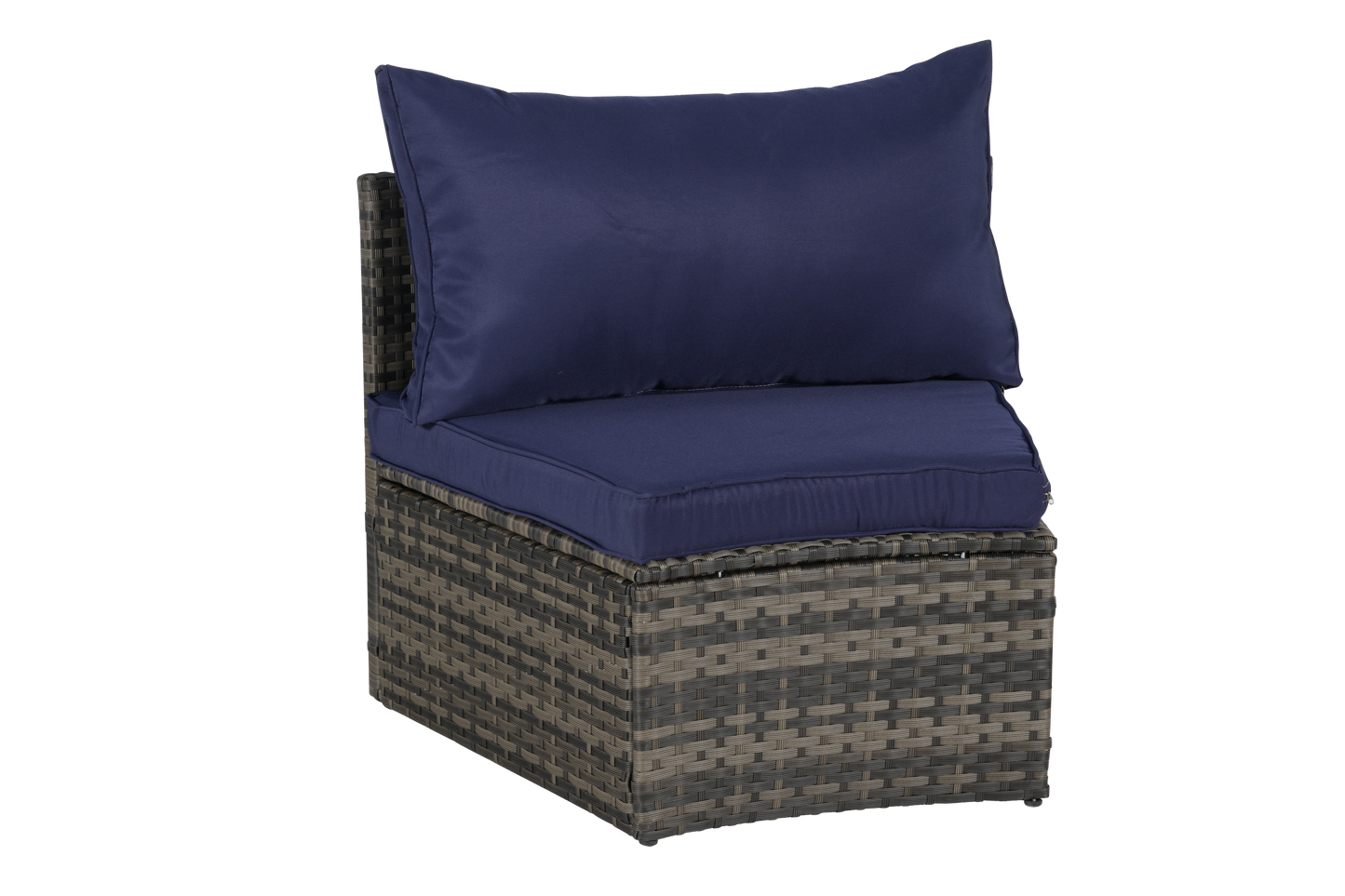 Outdoor Sectional Set PE Rattan Dark Blue Half Moon 11 Piece