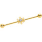 14G Clear Gem Gold Hue Snowflake Christmas Industrial Barbell 38mm
