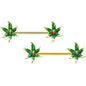 14G 5/8 Gold Tone Tiny Ladybug Barbell Nipple Ring Set