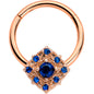 16G 3/8 Blue Gem Rose Gold Tone Night Star Hinged Segment Ring