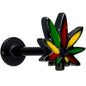 16G 5/16 Black Multicolor Pot Leaf Labret Monroe Tragus