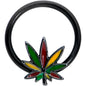 16G 3/8 Black Multicolor Pot Leaf BCR Captive Bead Ring