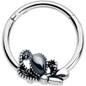 16G 3/8 Black Gem Abstract Bow Hinged Segment Ring