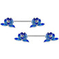 14G 9/16 Lovely Blue Lotus Flowers Barbell Nipple Ring Set
