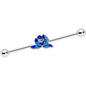 14G Lovely Blue Lotus Flower Industrial Barbell 38mm