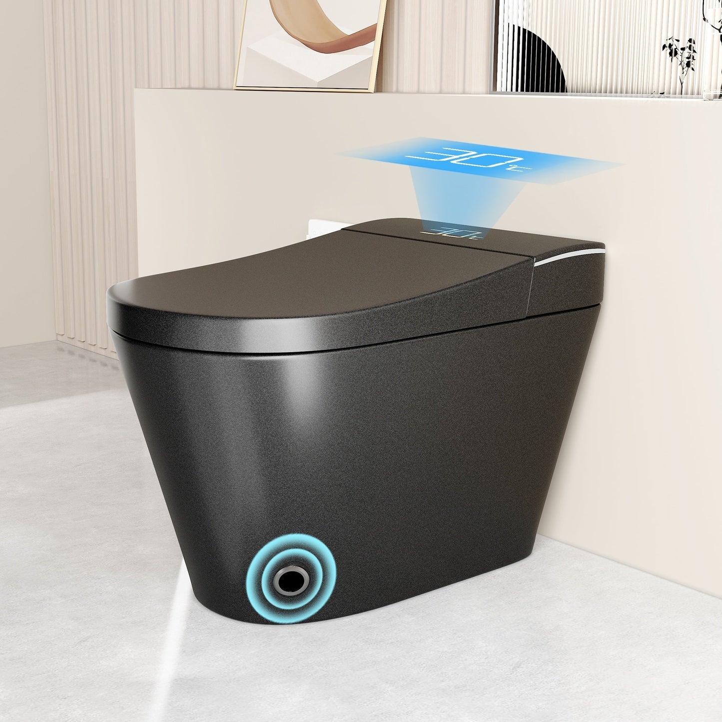Smart Bidet Toilet with Auto Open/Close Seat, Warm Water Wash, Heated Seat, a...