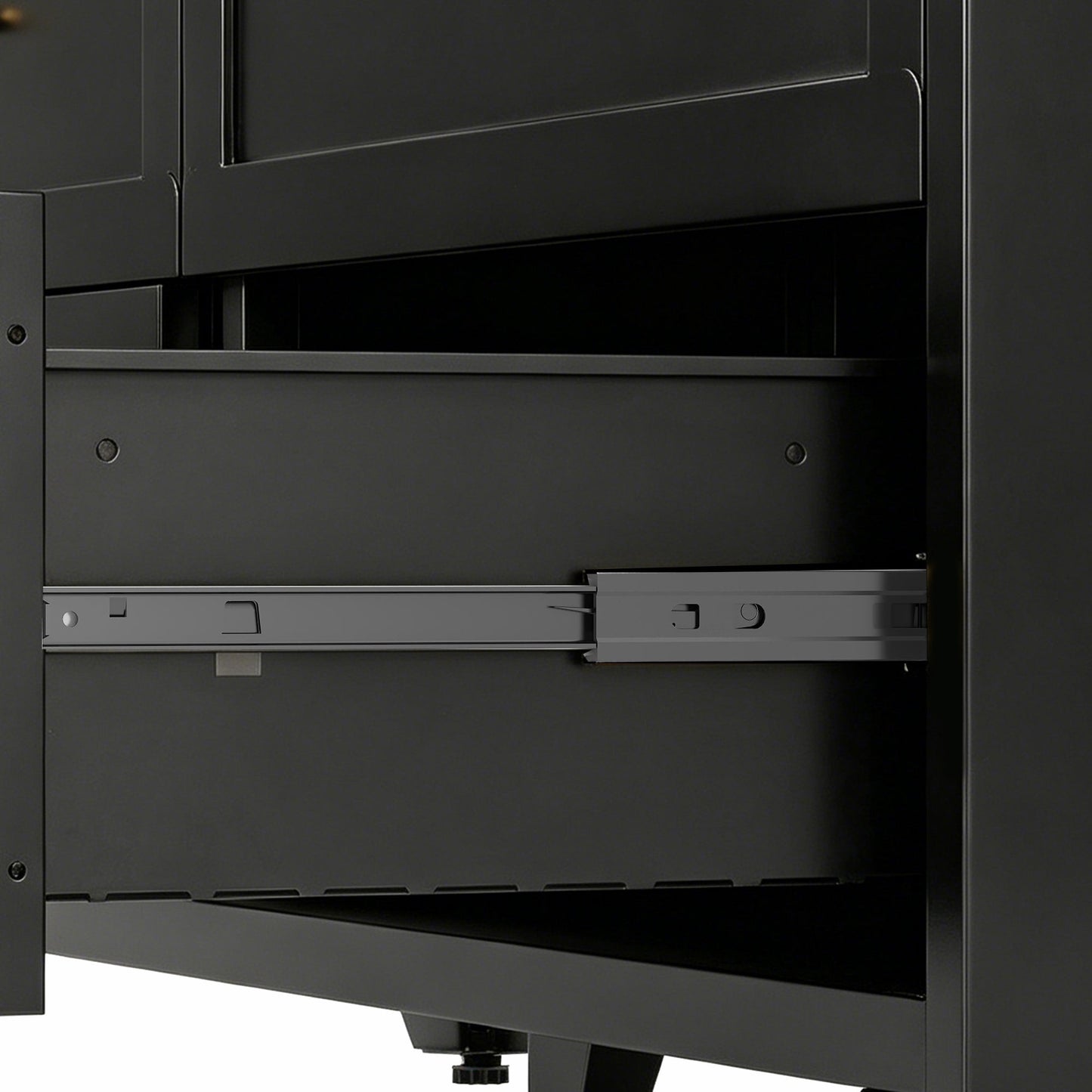 Dresser Tall 9-Drawer Black Steel Smooth-Glide 47.3x15.8x39 In