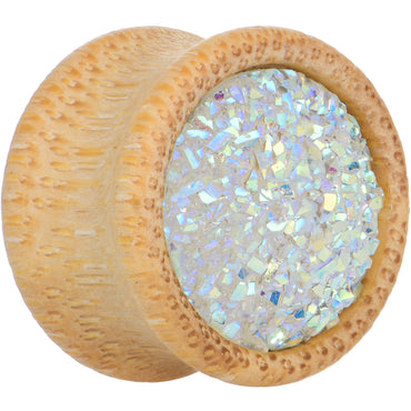 5/8 White Druzy Stone Wood Saddle Plug Set