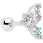16G 1/4 Clear CZ Gem Abstract Butterfly Cartilage Tragus Earring