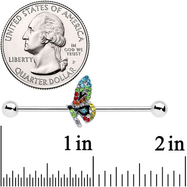 14G Blue Red Green Gem Glitz Dragonfly Industrial Barbell 38mm