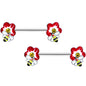 14G 9/16 Yellow Gem Queen Bee Flower Barbell Nipple Ring Set