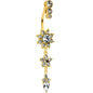 Clear Gem Gold Tone Triple Drop Star Dangle Belly Ring
