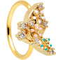 20G 5/16 Clear CZ Gem Gold Tone Abstract Butterfly Nose Hoop