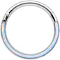 16G 3/8 White Synthetic Opal Bottom Curve Hinged Segment Ring