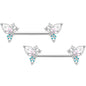 14G 9/16 Clear CZ Gem Abstract Butterfly Barbell Nipple Ring Set