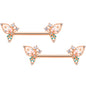 14G 9/16 Clear CZ Gem Rose Gold Hue Butterfly Nipple Ring Set