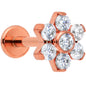 16G 5/16 Clear CZ Gem Rose Gold Hue G23 Titanium Flower Labret