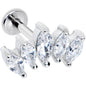 16G 1/4 Clear CZ Gem Fan Internally Threaded Labret Monroe Tragus