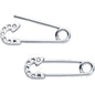 14G 3/4 Clear Gem Punk Rock Safety Pin Barbell Nipple Ring Set