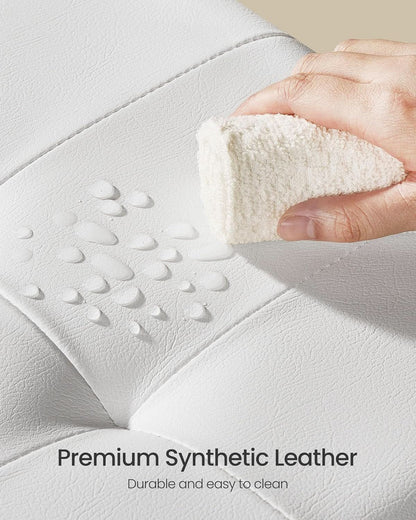 Cloud White Leatherette Storage Ottoman Bench 15x43