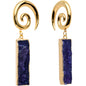 2G Blue Druzy Stone Rectangle Spiral Taper Ear Weights