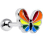 16G 1/4 Pride Rainbow Stripes Butterfly Cartilage Tragus Earring