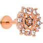 16G 5/16 Clear CZ Gem Rose Gold Tone Geometric Web Labret Tragus
