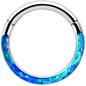 16G 5/16 Blue Synthetic Opal Bottom Curve Hinged Segment Ring