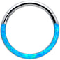 16G 3/8 Aqua Synthetic Opal Bottom Curve Hinged Segment Ring