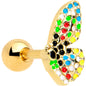 16G 1/4 Gold Tone Mosaic Butterfly Cartilage Tragus Earring