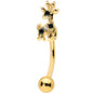 16G 5/16 Black Gem Gold Tone Decadent Deer Curved Eyebrow Ring