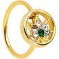 20G 5/16 Green Gem Gold Tone Pot Leaf Circle Nose Hoop
