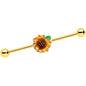14G Gold Tone Summer Sunflower Industrial Barbell 38mm