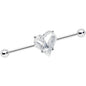 14G Clear Gem Heart Love Valentines Day Industrial Barbell 38mm