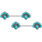 14G 9/16 Blue Turquoise Southwest Shield Barbell Nipple Ring Set
