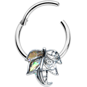 16G 3/8 Openwork Autumn Leaf Hinged Segment Ring