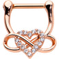 16G 5/16 Clear CZ Gem Rose Gold Tone Infinity Heart Clicker