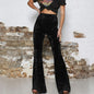High Waist Gold Velvet Casual Bootcut Pants