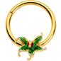 16G 3/8 Gold Tone Tiny Ladybug Leaves Hinged Segment Ring