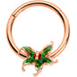 16G 3/8 Rose Gold Tone Tiny Ladybug Leaves Hinged Segment Ring