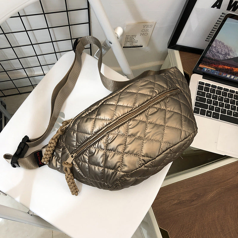 Womens Waist Large-Capacity Cotton Jacket-Style Crossbody Bag