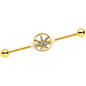 14G Clear Gem Gold Tone Pot Leaf Circle Industrial Barbell 38mm