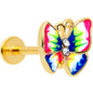 16G 5/16 Clear Gem Gold Hue Bright Butterfly Labret Monroe Tragus
