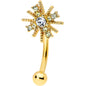 16G 5/16 Clear Gem Gold Tone Star Christmas Curved Eyebrow Ring